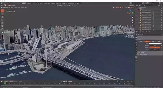 Bridge and a small part of Tokyo Town With Texture Low-poly 3D model