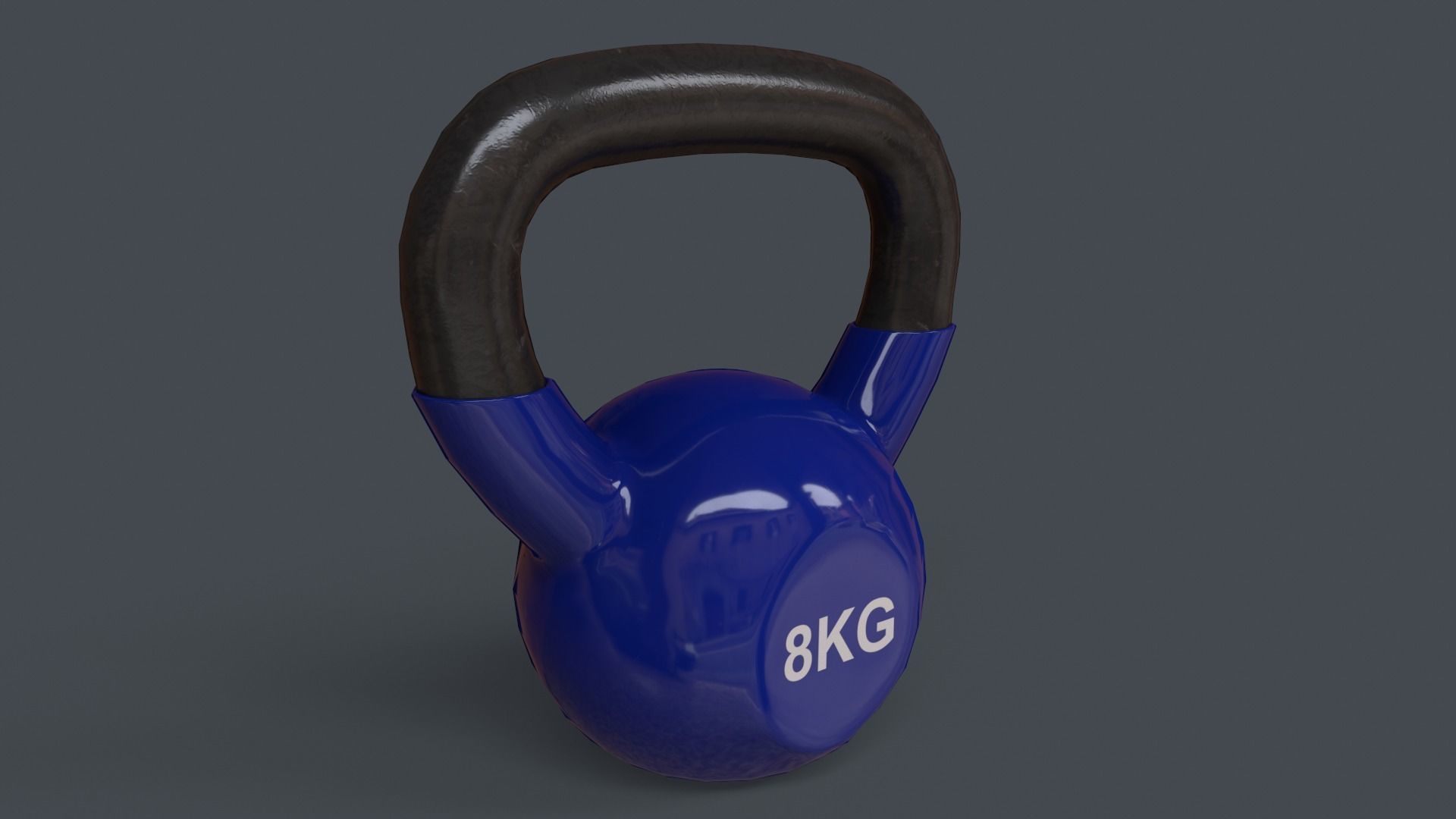 PBR 4-16KG Kettlebell V1 - Blue Low-poly 3D model_14