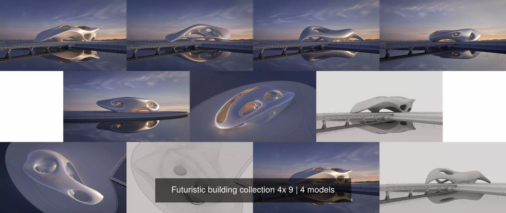 Futuristic building collection 4x 9 _1