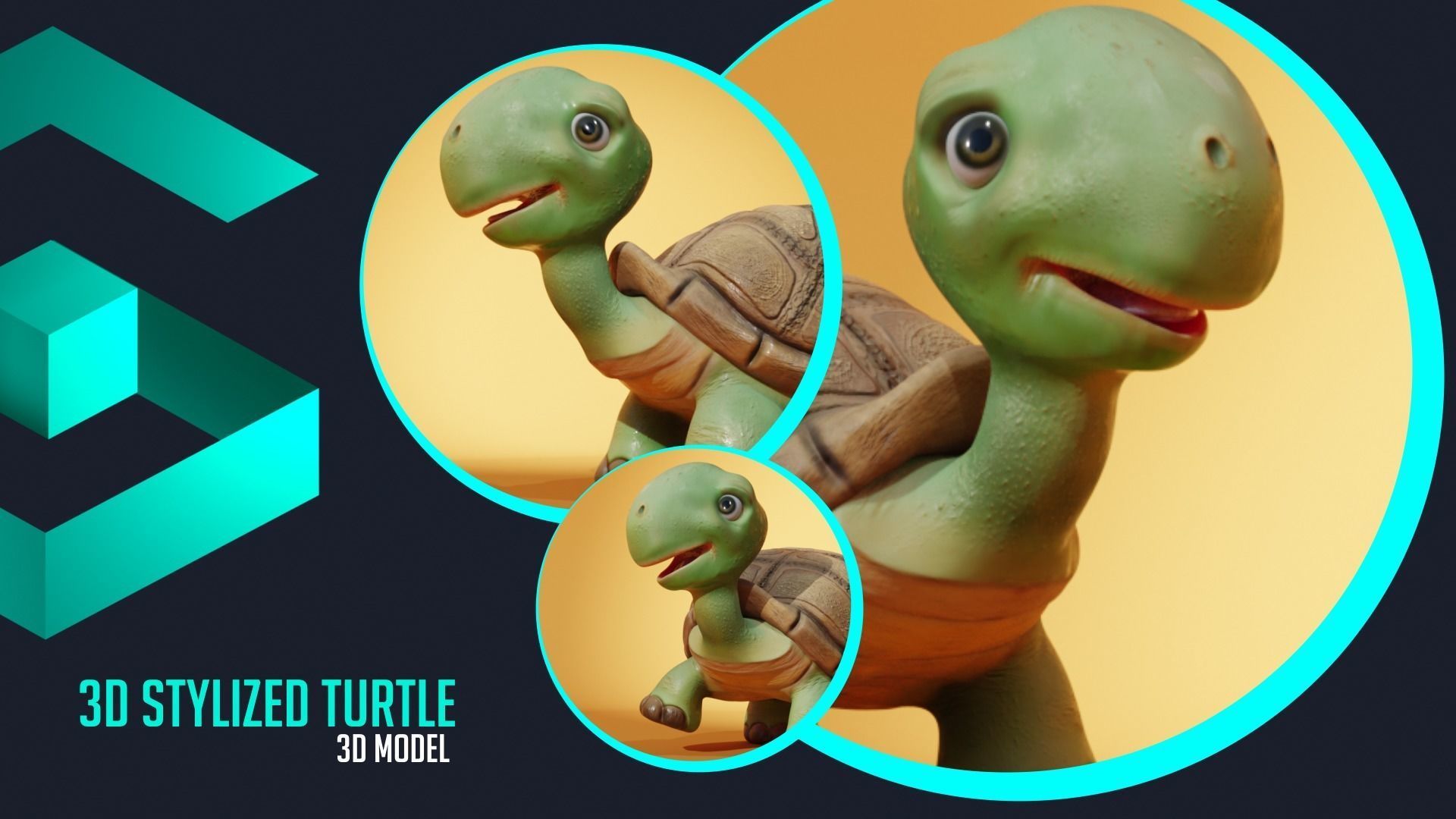 3d Stylized Turtle - Rigged  3D model_10