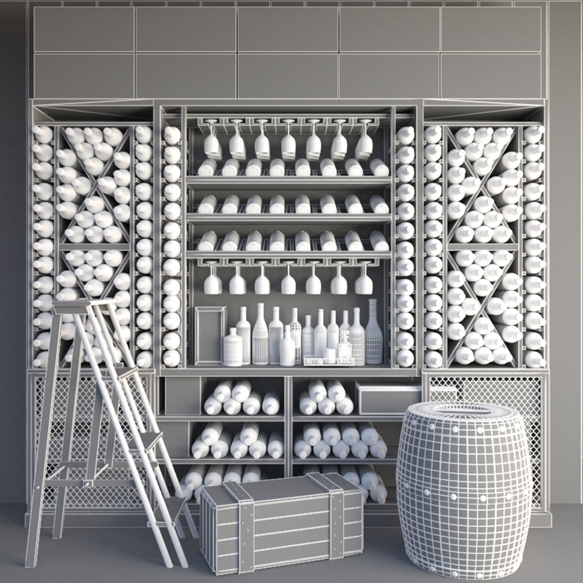 Wine Cellar 3D model_2
