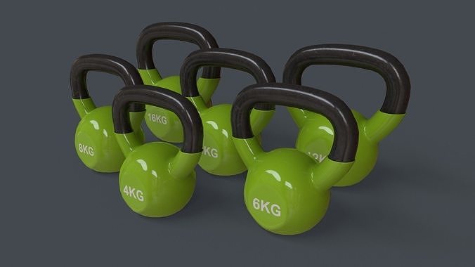 PBR 4-16KG Kettlebell V1 - Green Light Low-poly 3D model