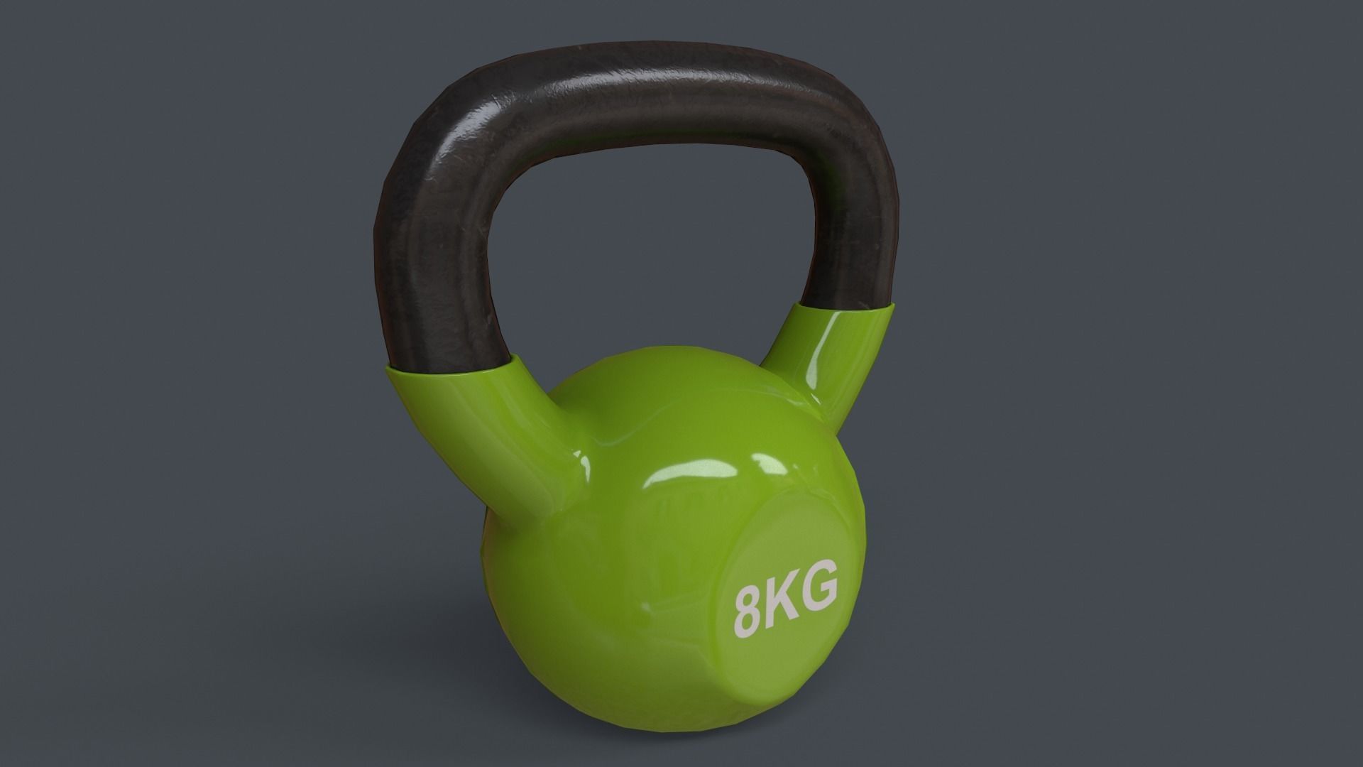 PBR 4-16KG Kettlebell V1 - Green Light Low-poly 3D model_14