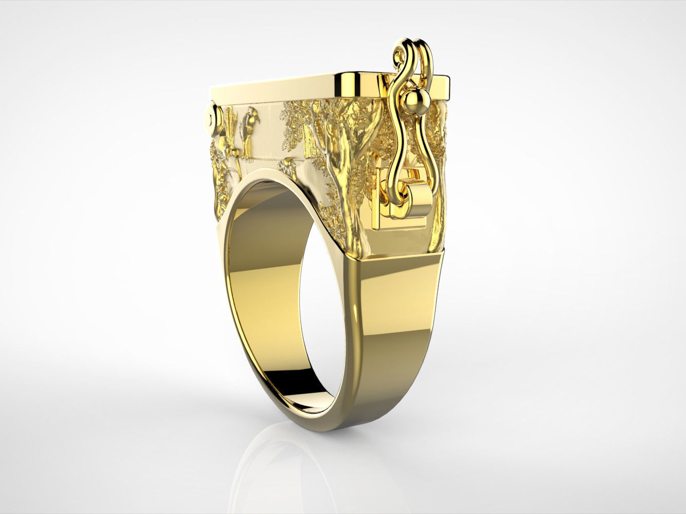 Secret Compartment Ring casket 3D print model_7