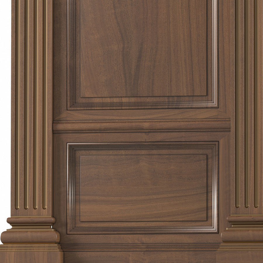 Wall wood boiserie paneling 3D model_2