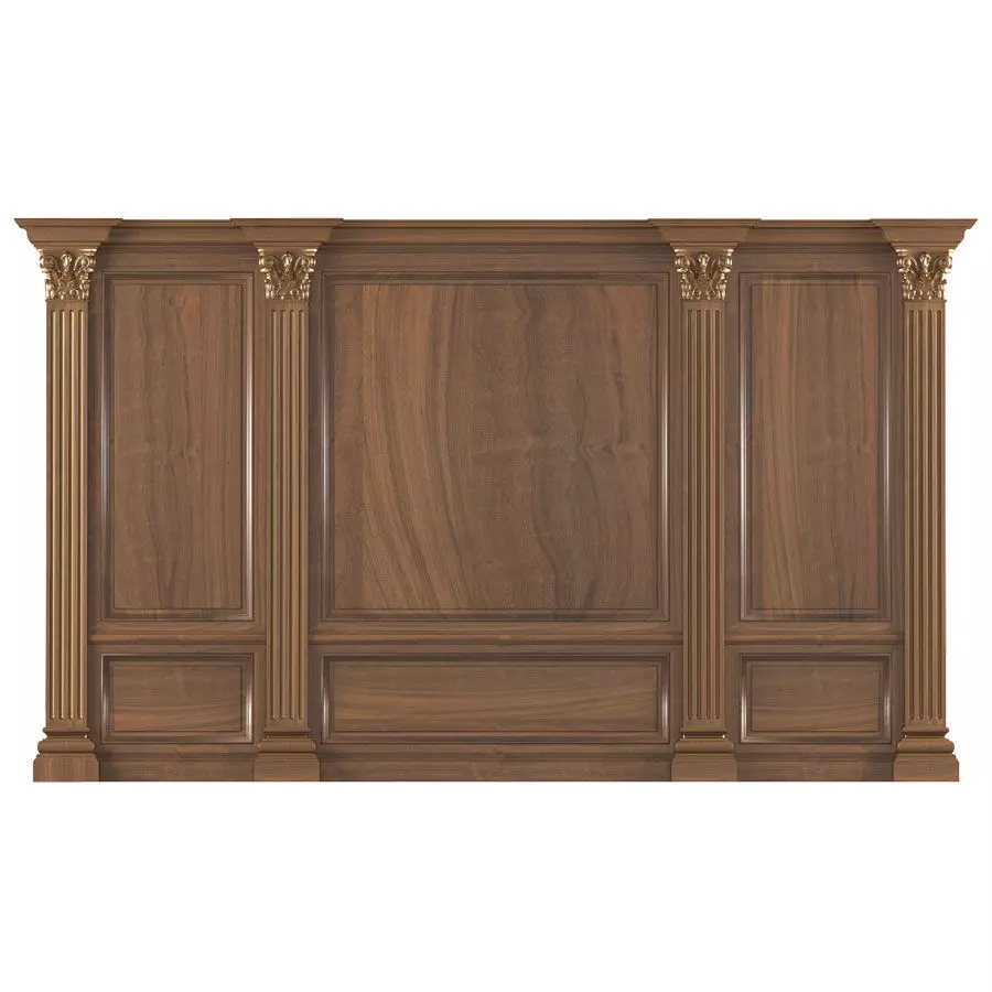 Wall wood boiserie paneling 3D model_0