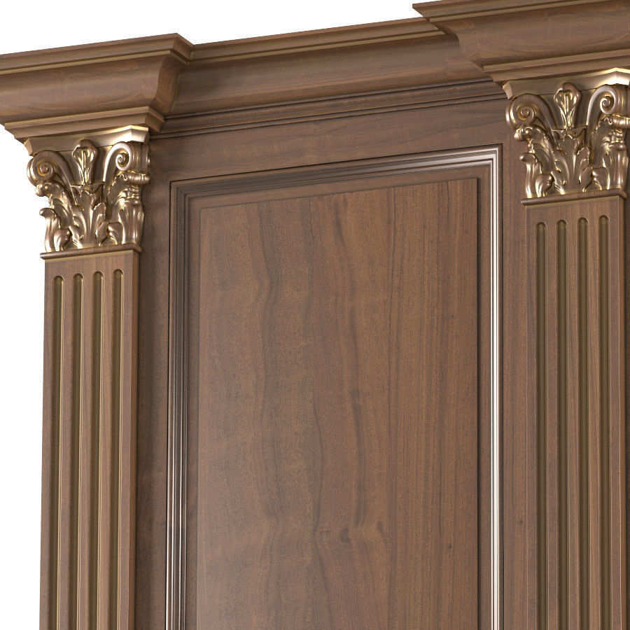 Wall wood boiserie paneling 3D model_1