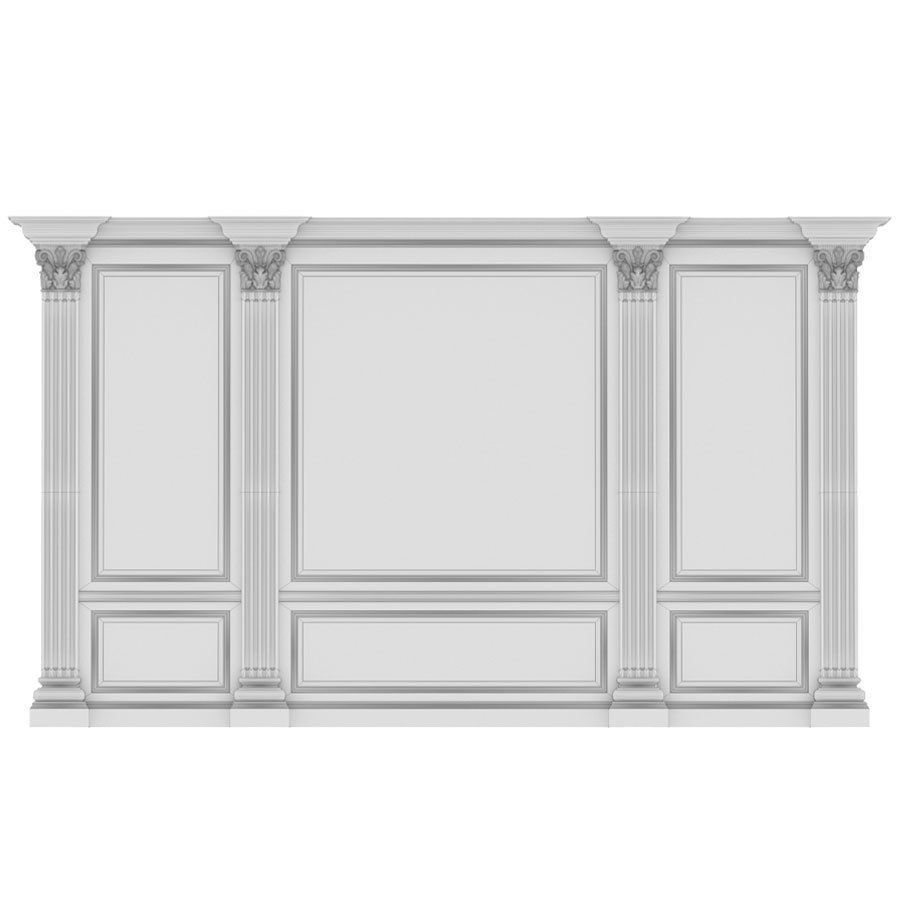 Wall wood boiserie paneling 3D model_3