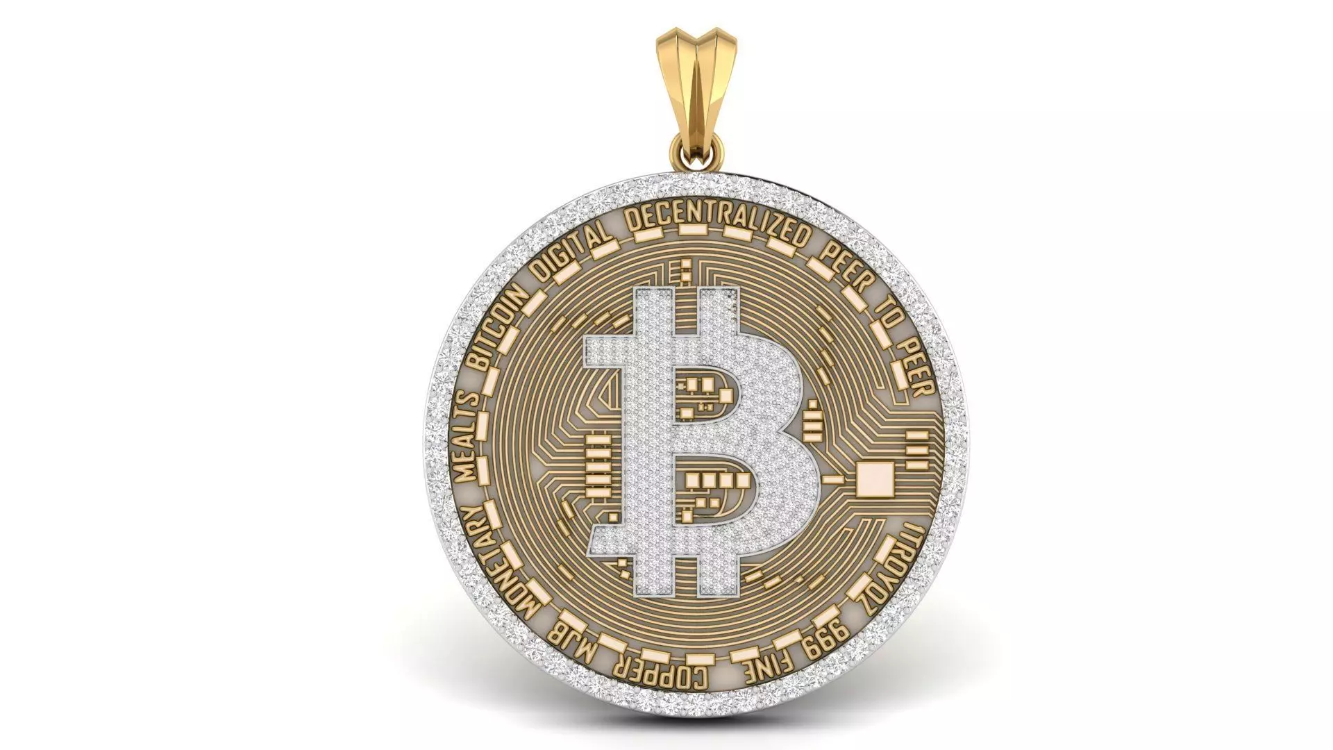 Diamond Bitcoin Pendant  3D print model_0