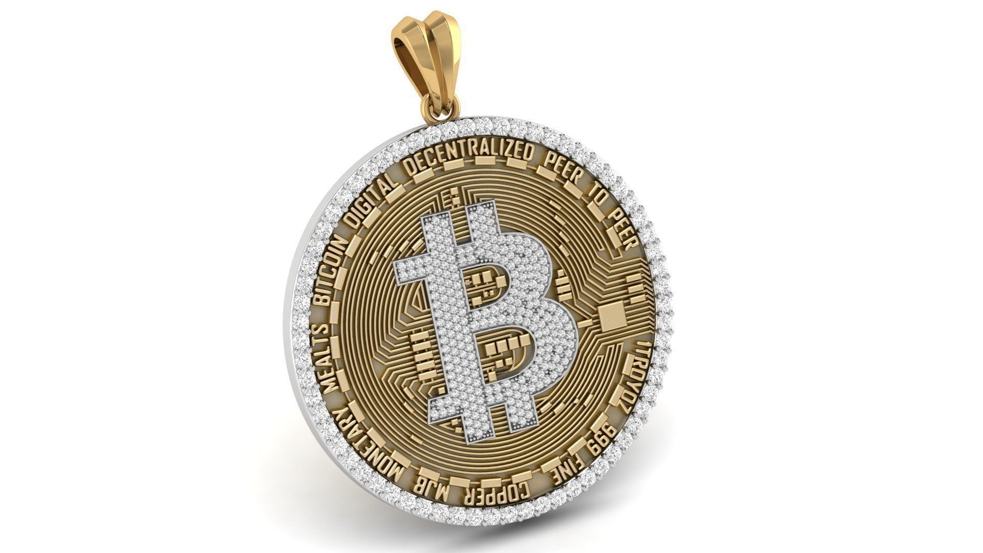Diamond Bitcoin Pendant  3D print model_1