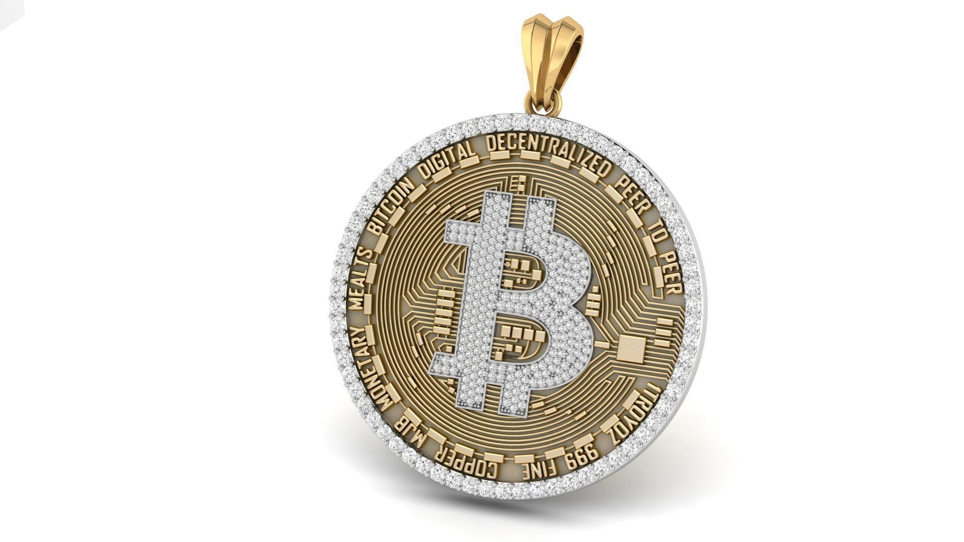 Diamond Bitcoin Pendant  3D print model_5