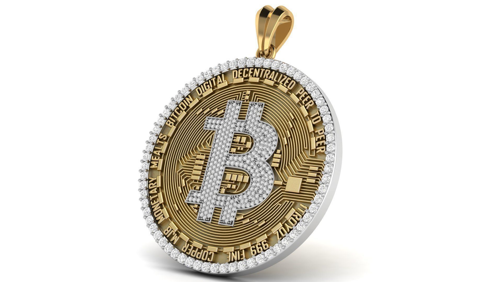 Diamond Bitcoin Pendant  3D print model_9