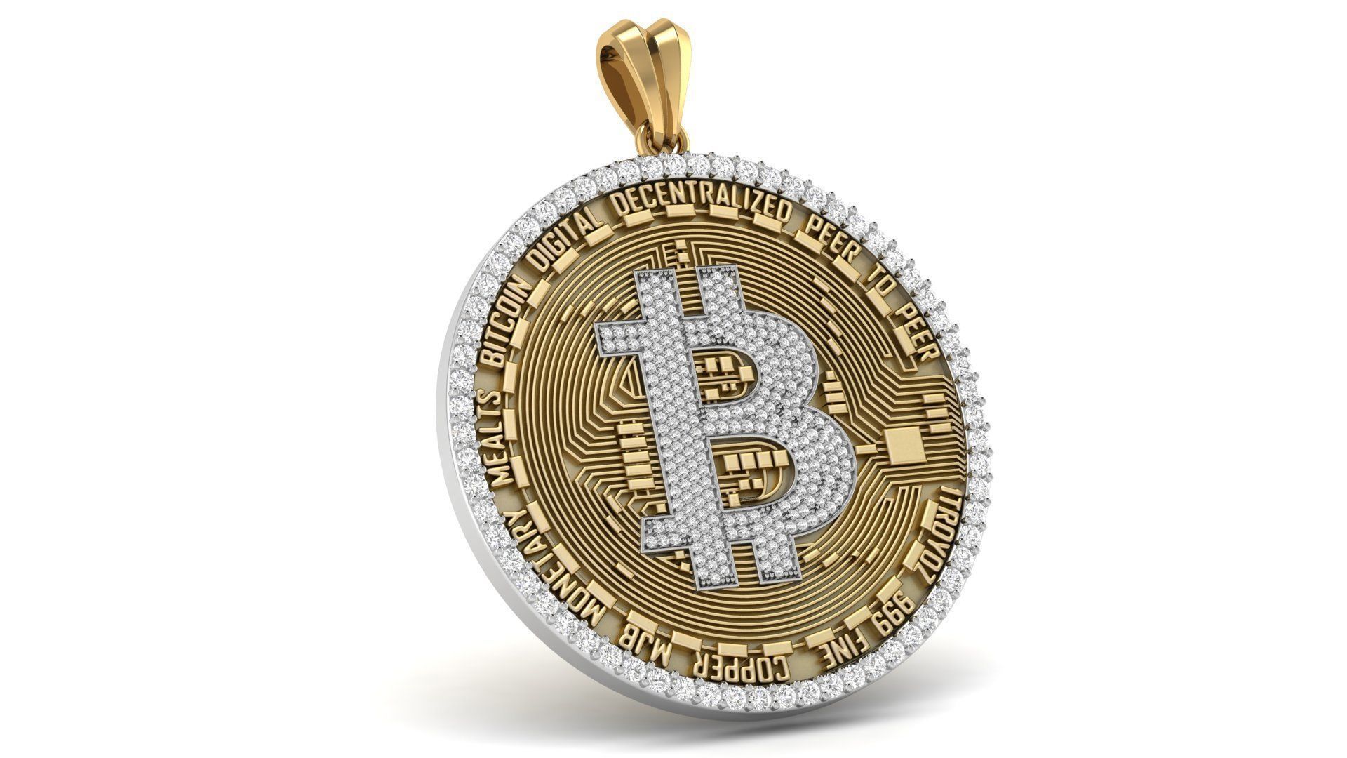 Diamond Bitcoin Pendant  3D print model_4