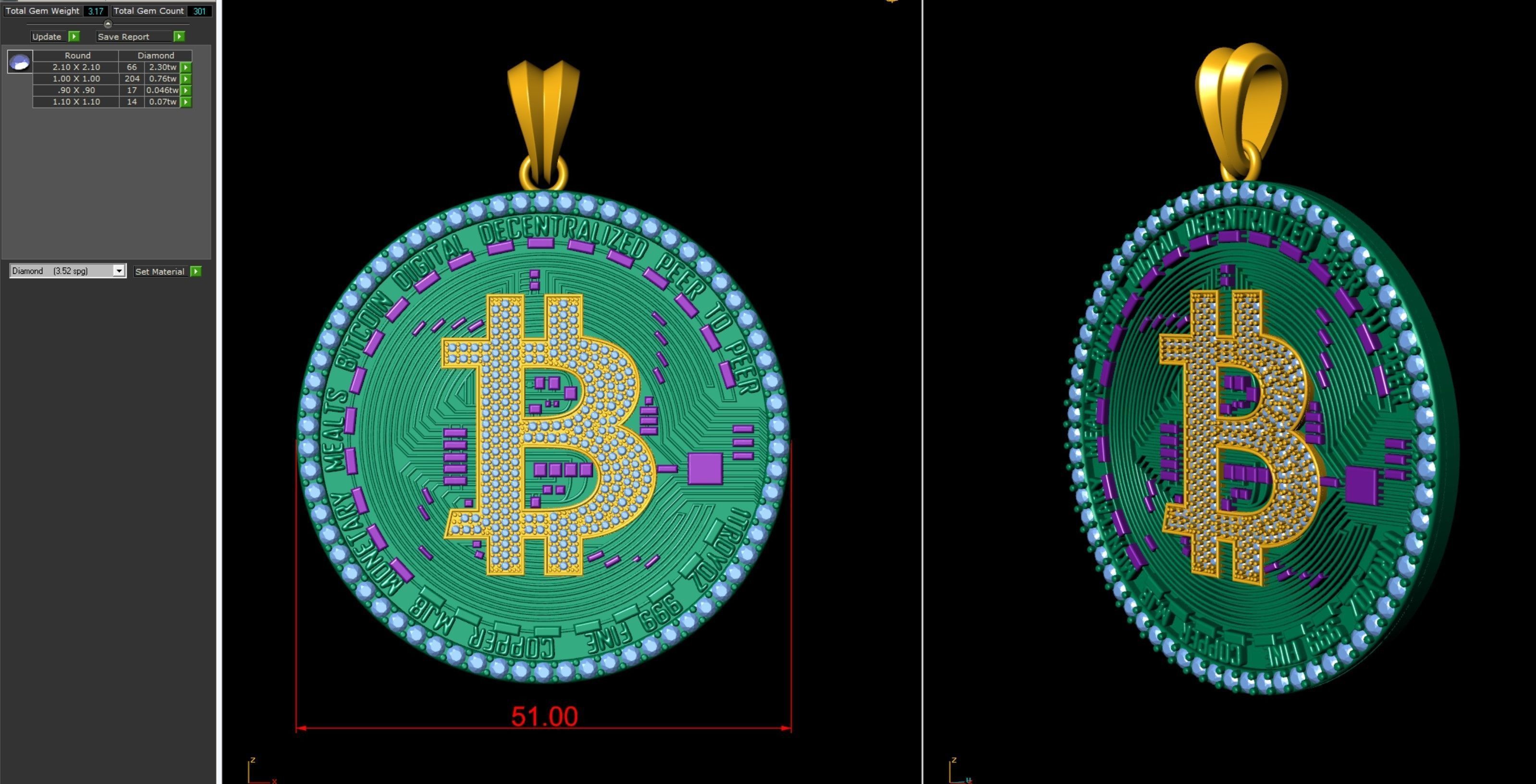 Diamond Bitcoin Pendant  3D print model_11