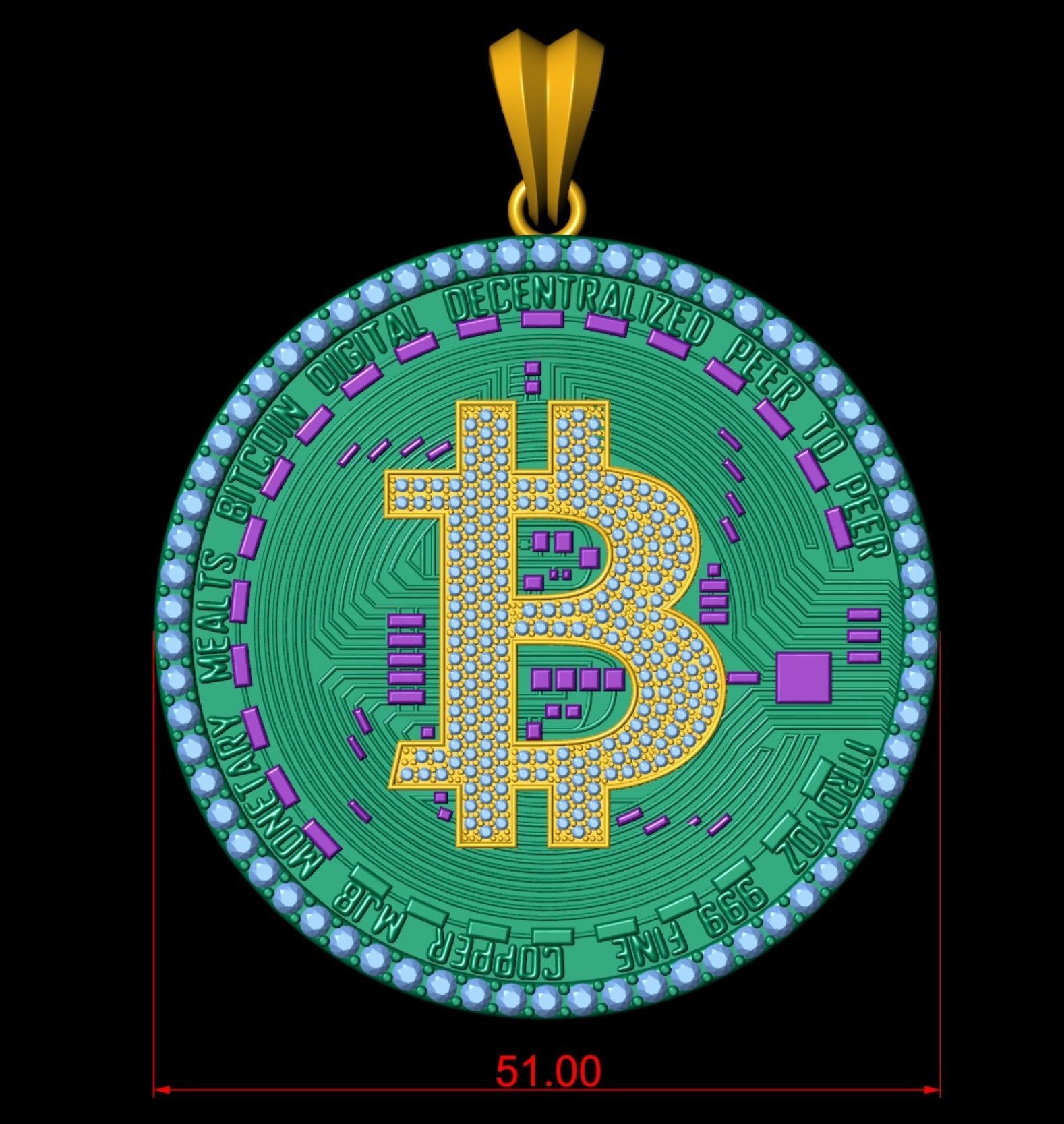 Diamond Bitcoin Pendant  3D print model_6