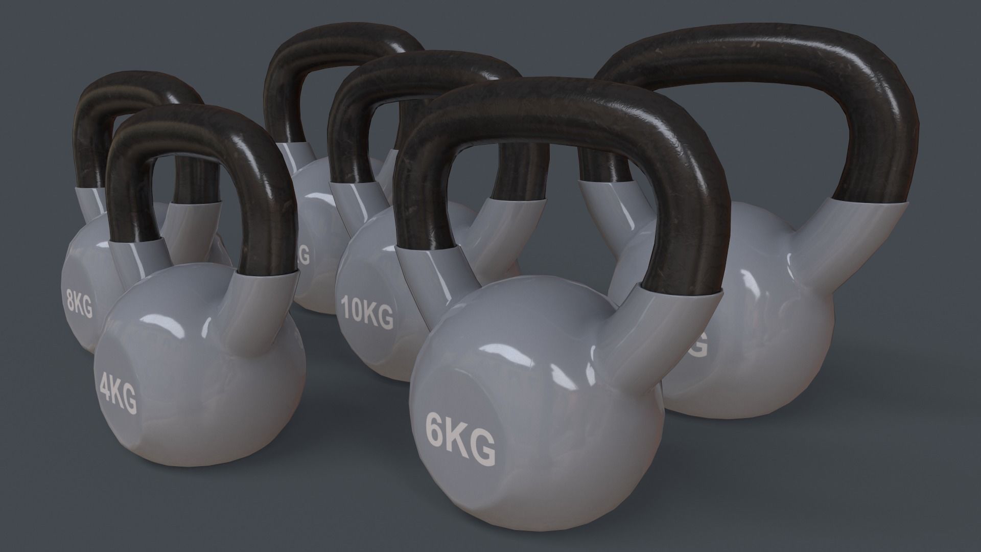 PBR 4-16KG Kettlebell V1 - Grey Low-poly 3D model_3