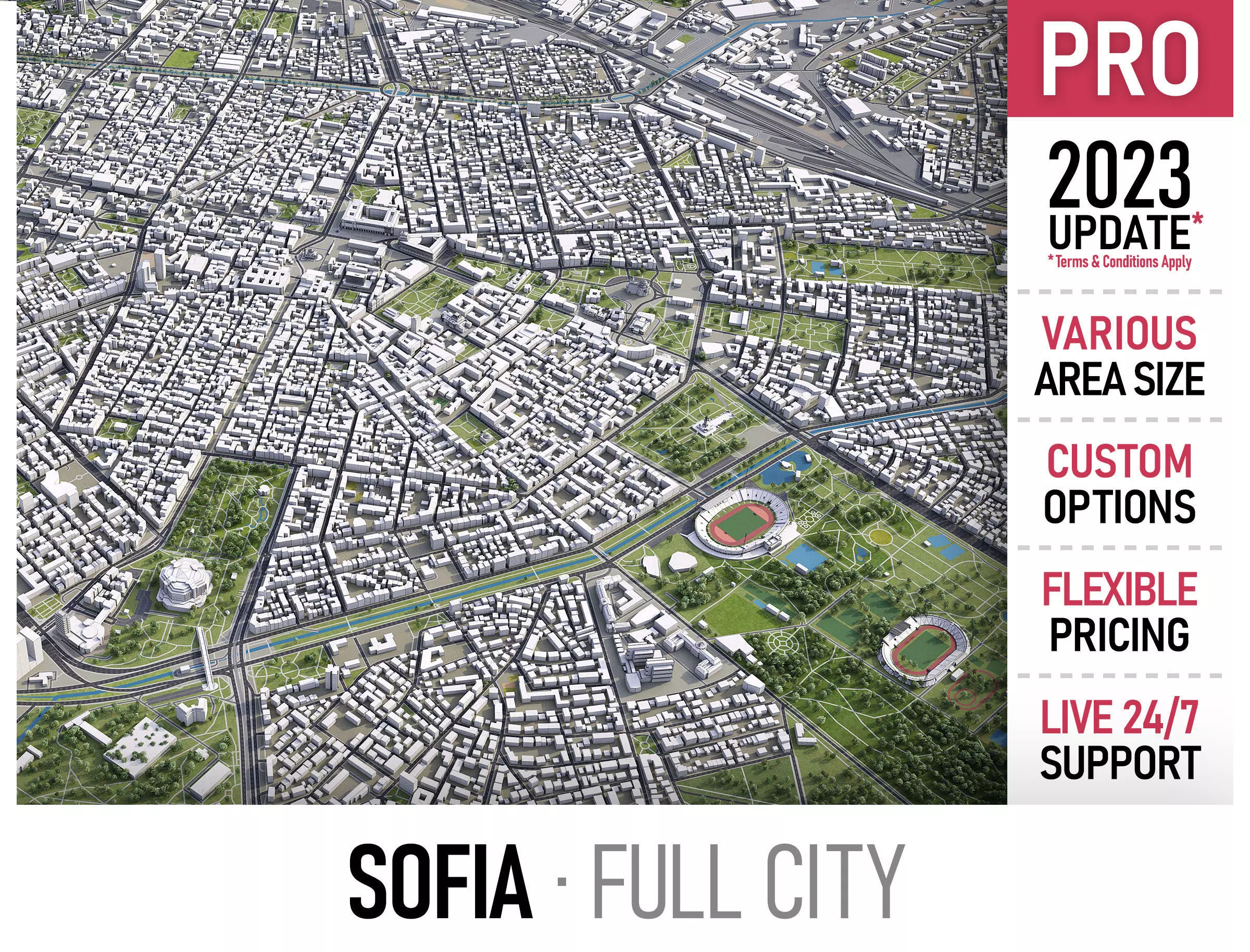 Sofia - 3D City Model Low-poly 3D model_0