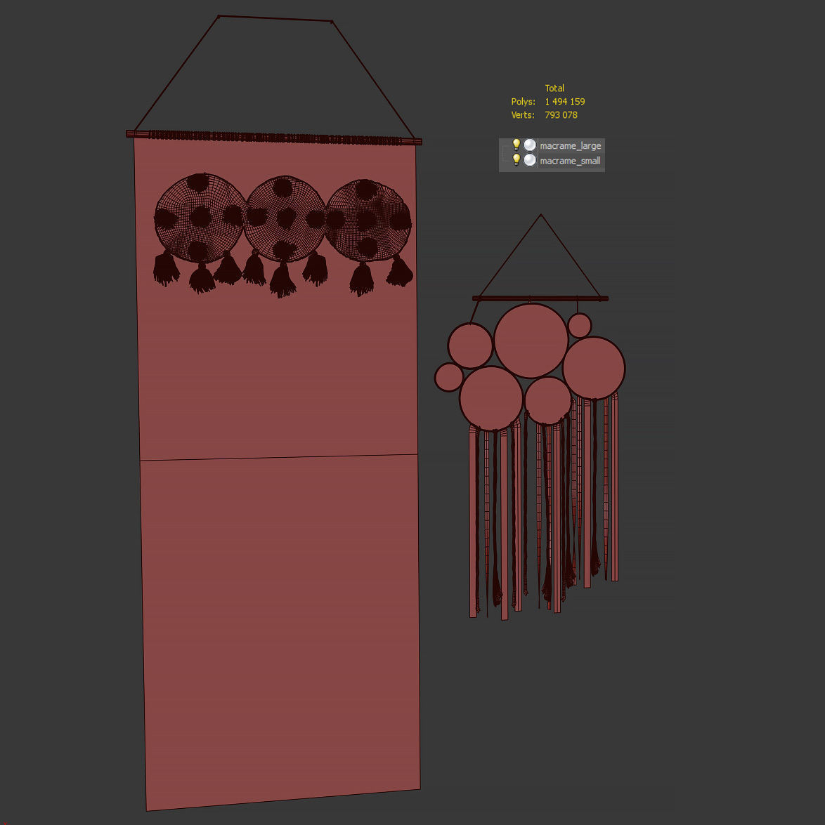 Macrame set Dream Catcher - 2 models 3D model_5