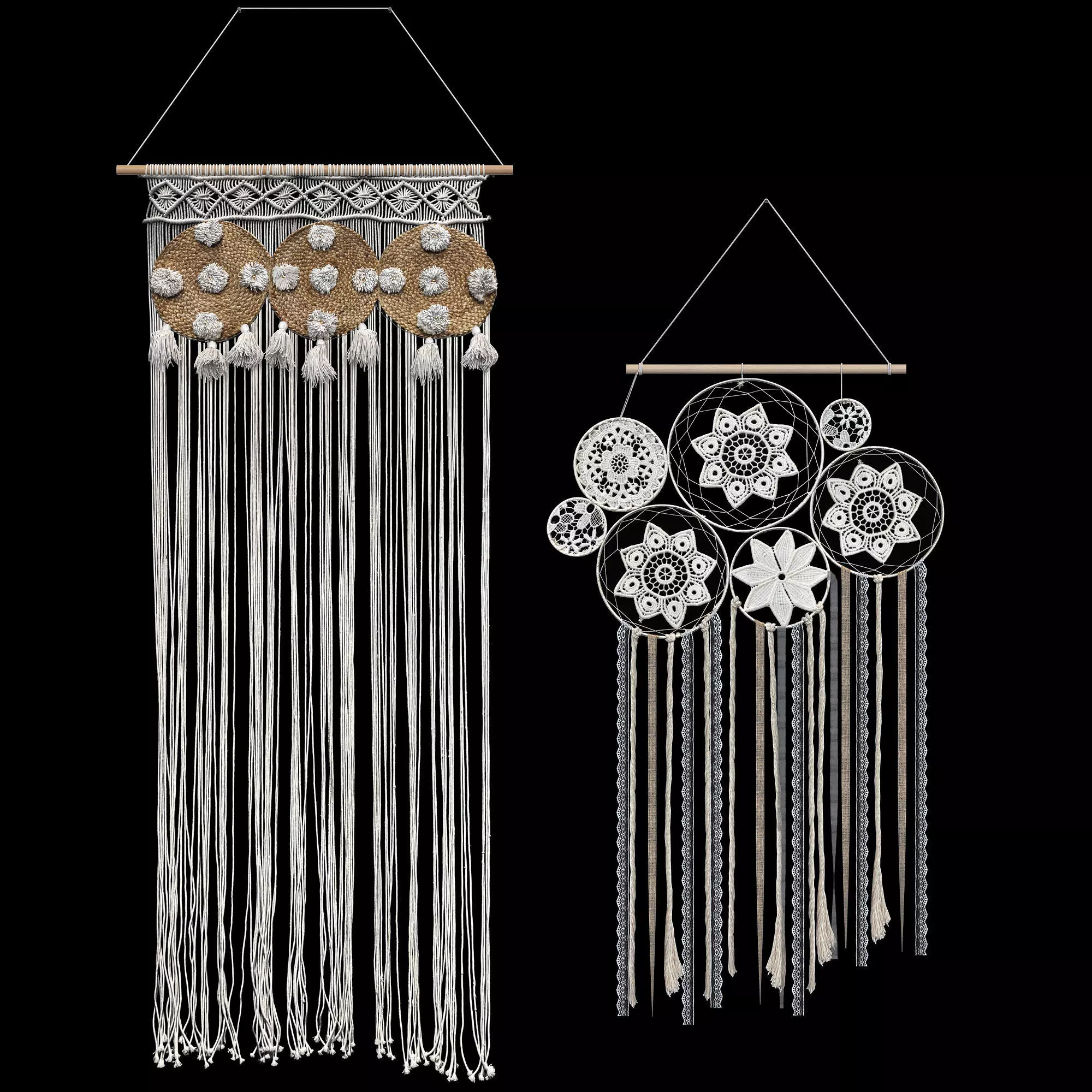 Macrame set Dream Catcher - 2 models 3D model_0