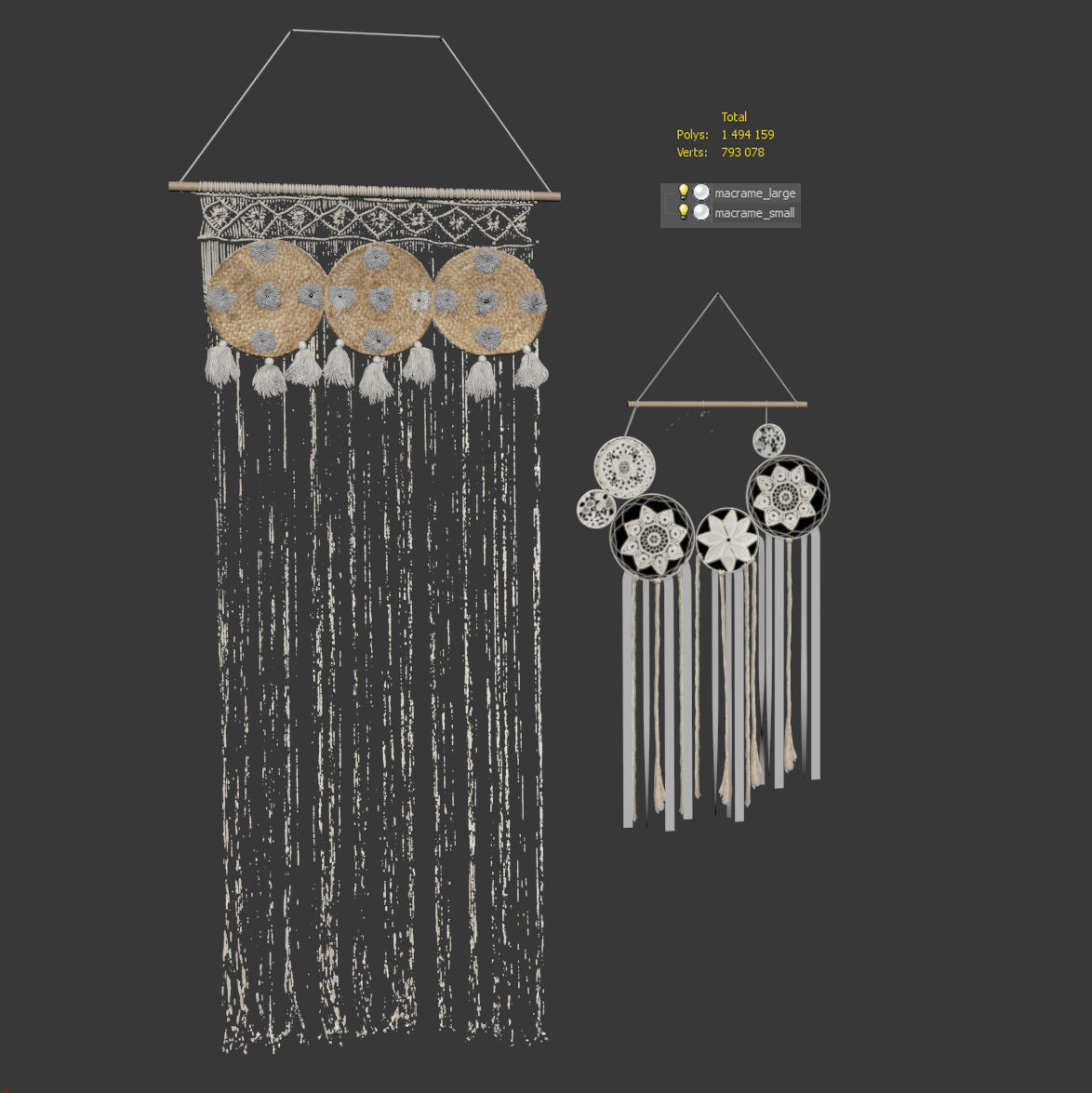 Macrame set Dream Catcher - 2 models 3D model_4