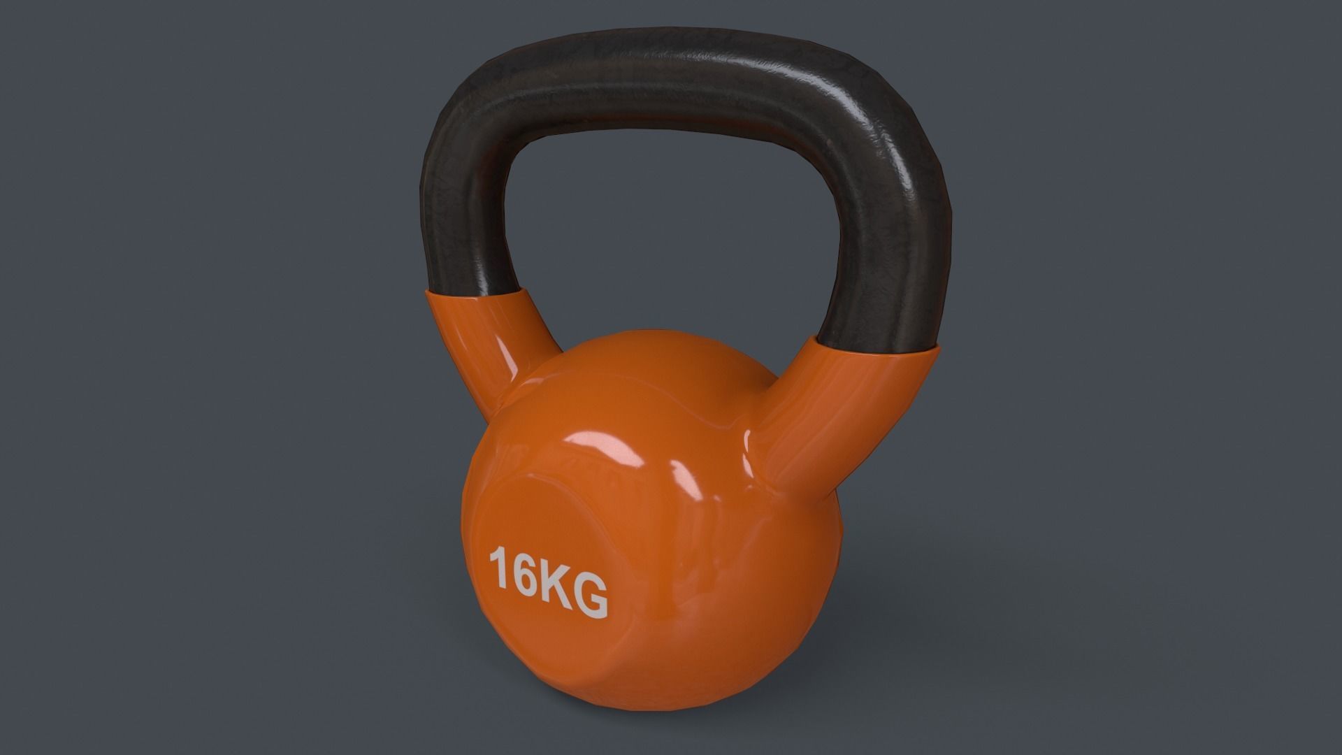 PBR 4-16KG Kettlebell V1 - Orange Low-poly 3D model_28