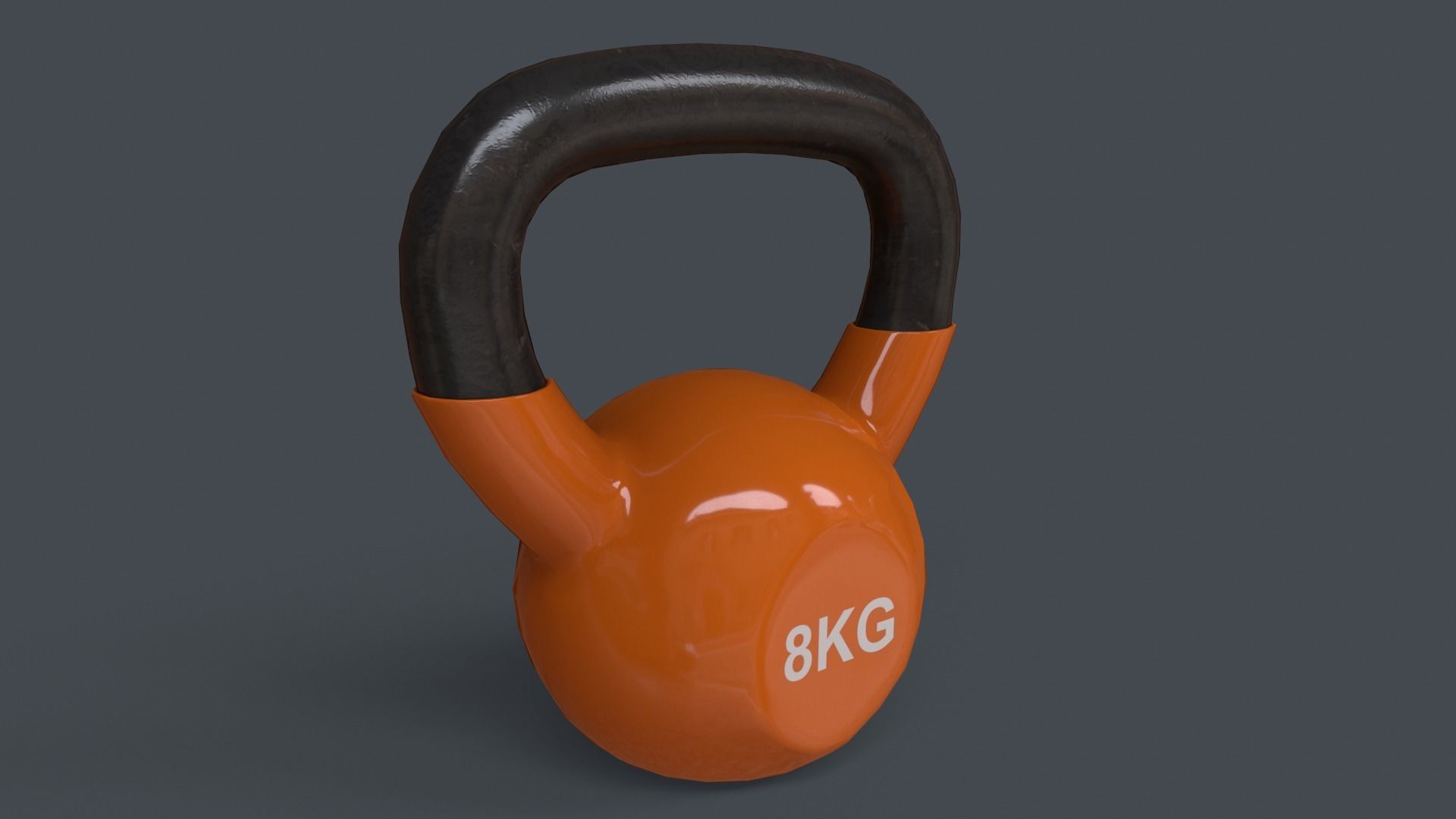 PBR 4-16KG Kettlebell V1 - Orange Low-poly 3D model_14