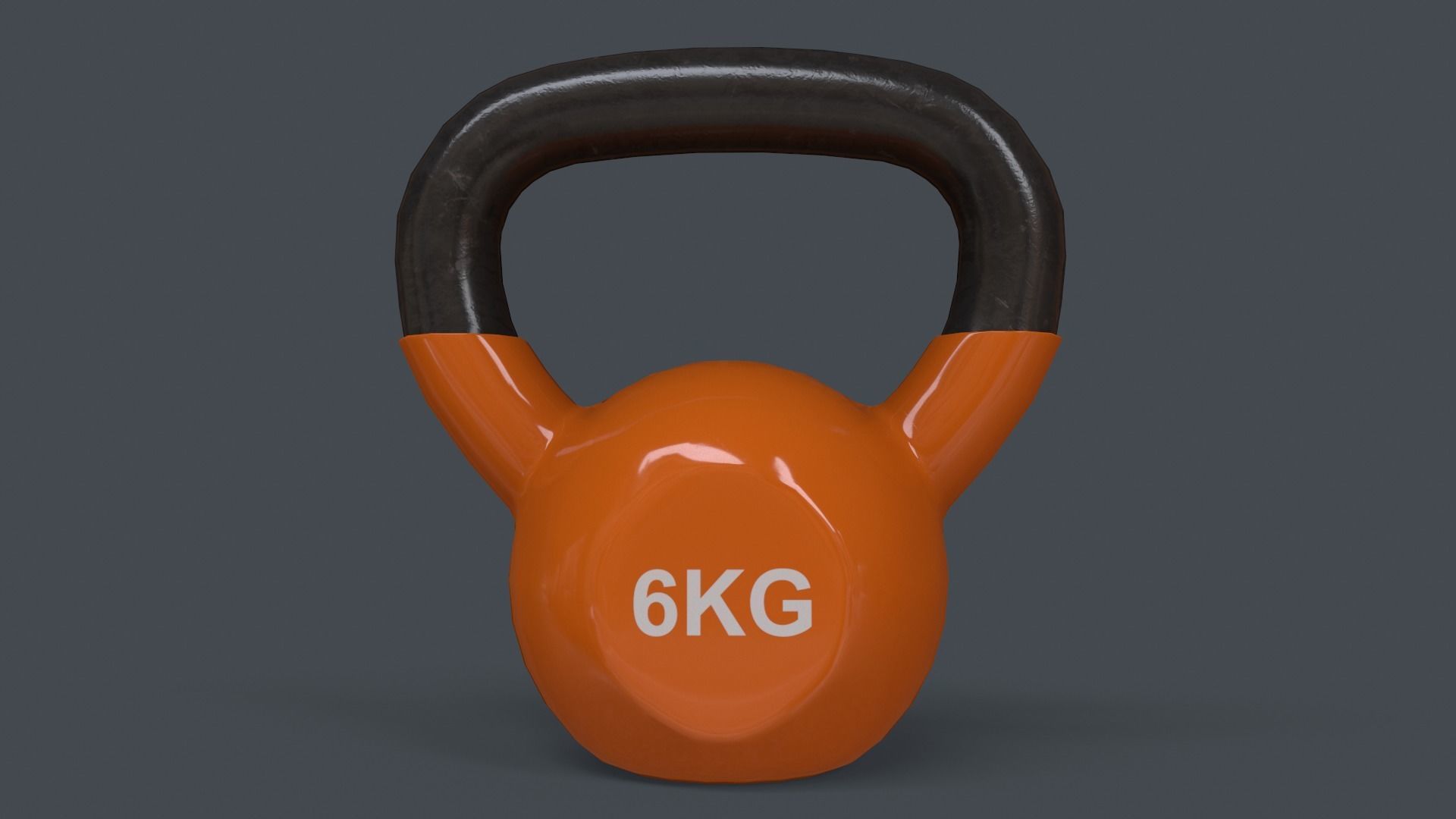 PBR 4-16KG Kettlebell V1 - Orange Low-poly 3D model_11
