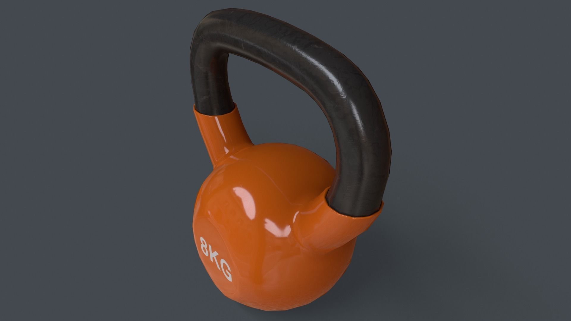 PBR 4-16KG Kettlebell V1 - Orange Low-poly 3D model_17