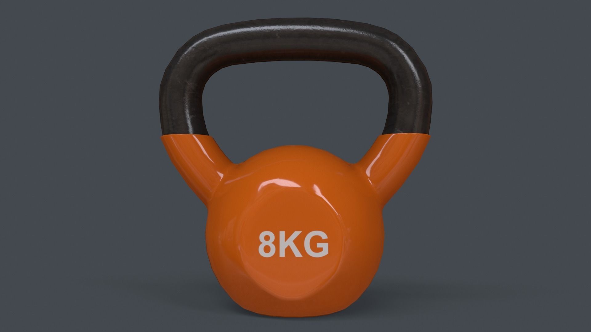 PBR 4-16KG Kettlebell V1 - Orange Low-poly 3D model_15