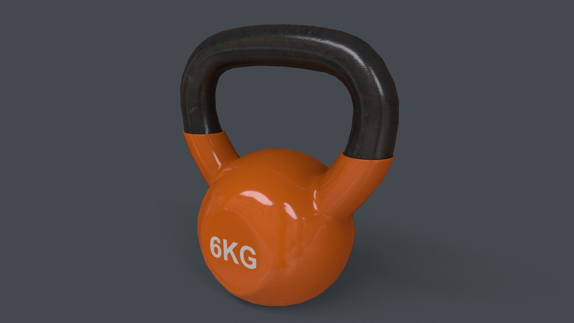 PBR 4-16KG Kettlebell V1 - Orange Low-poly 3D model_12