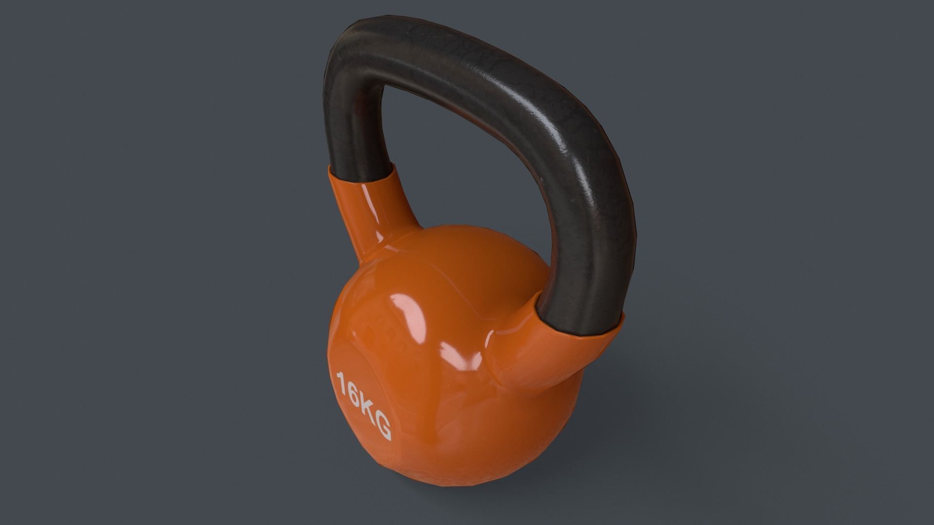 PBR 4-16KG Kettlebell V1 - Orange Low-poly 3D model_29