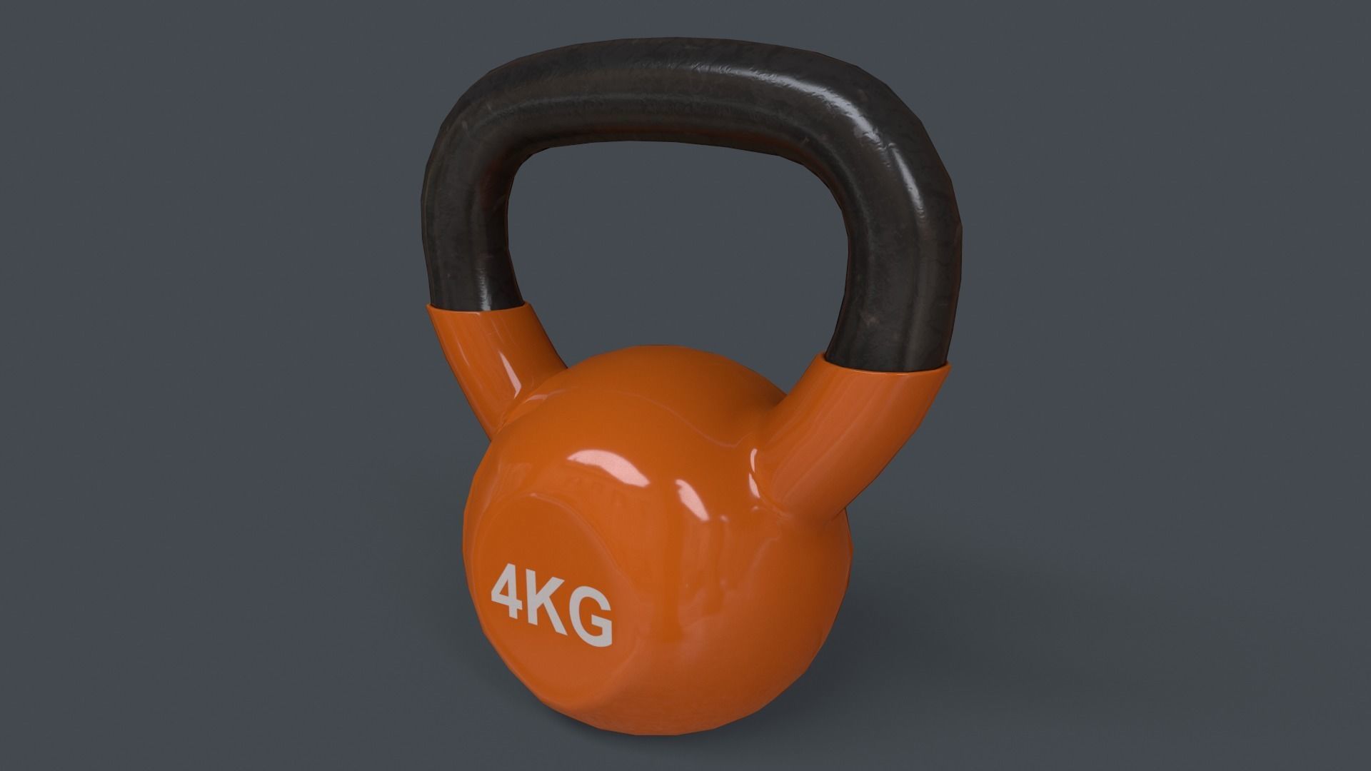 PBR 4-16KG Kettlebell V1 - Orange Low-poly 3D model_8
