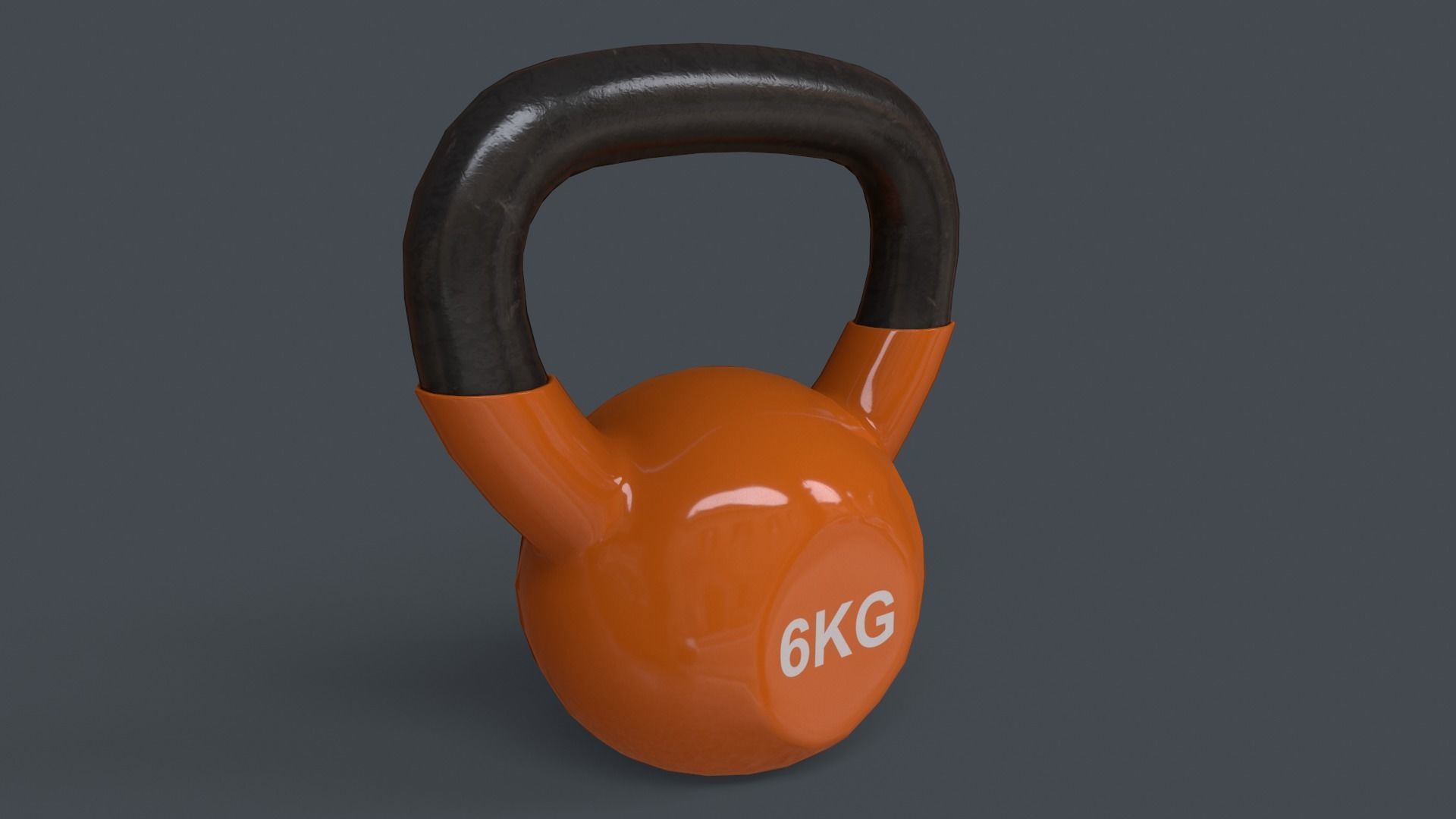 PBR 4-16KG Kettlebell V1 - Orange Low-poly 3D model_10