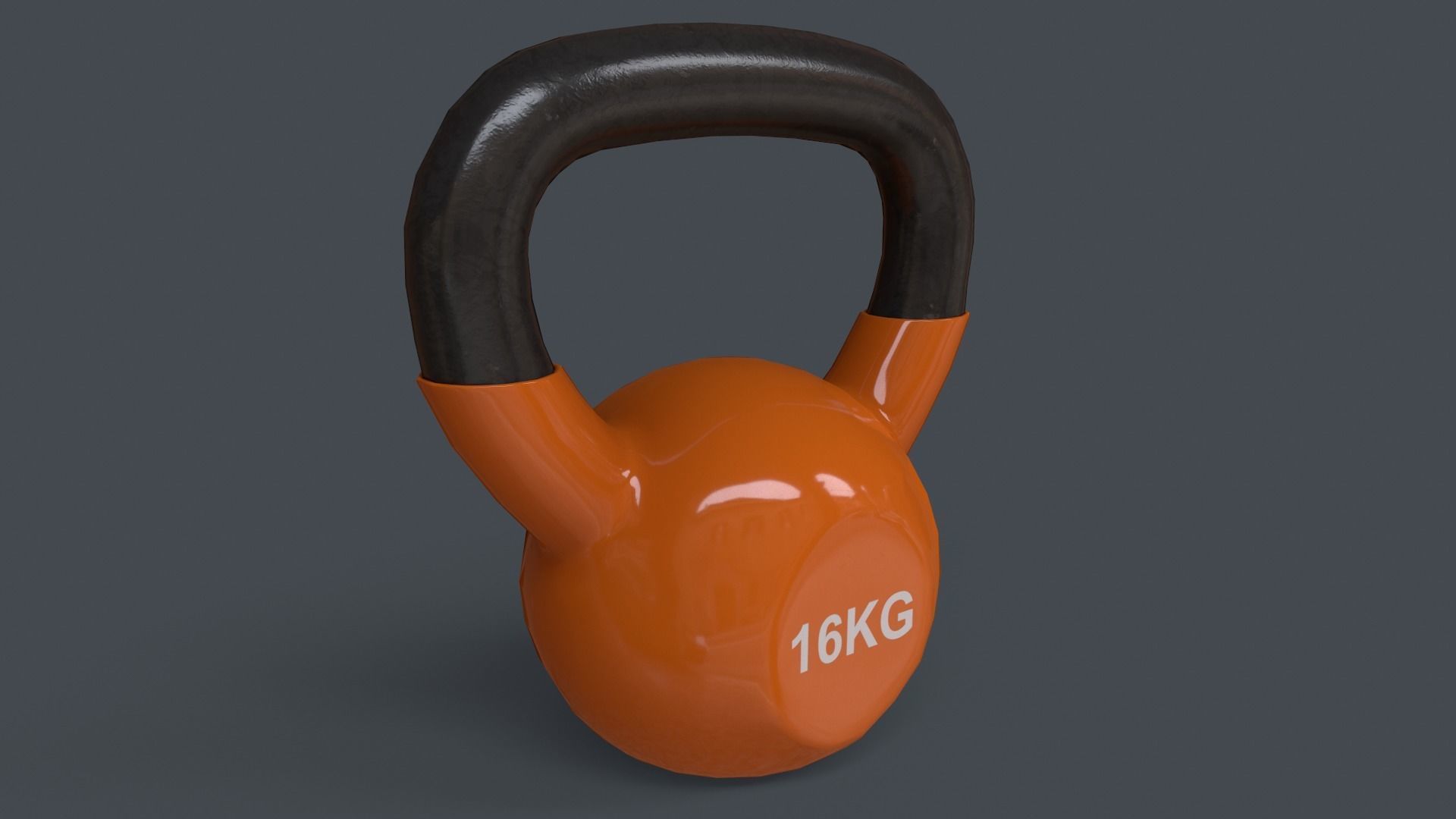 PBR 4-16KG Kettlebell V1 - Orange Low-poly 3D model_26