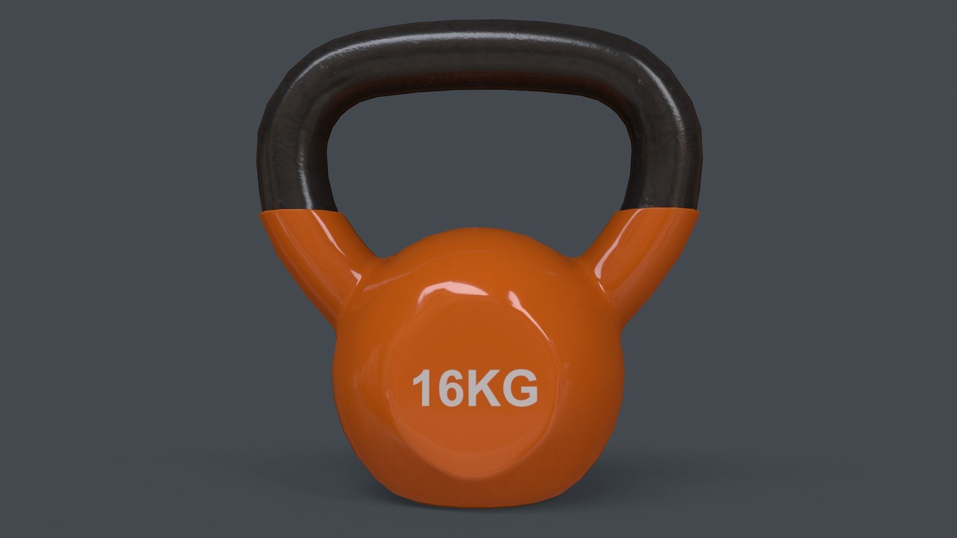 PBR 4-16KG Kettlebell V1 - Orange Low-poly 3D model_27