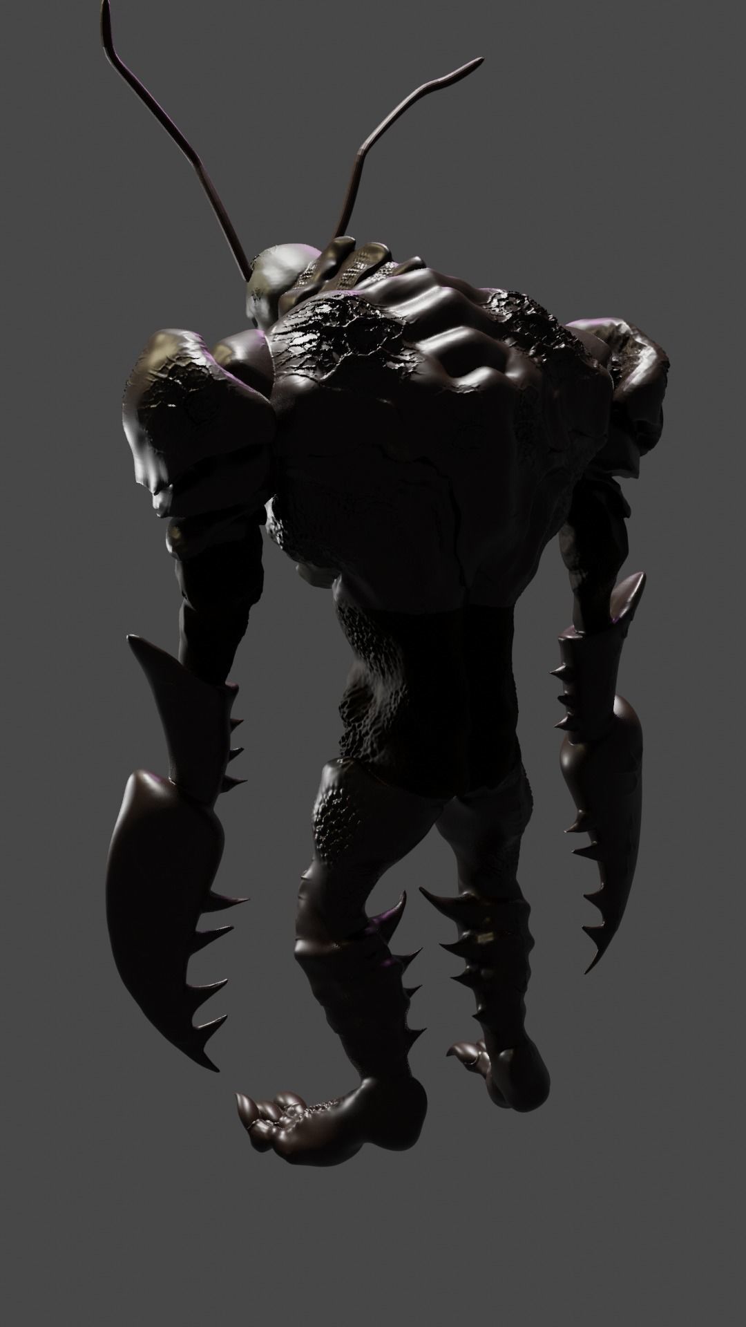 Cockroach Alein Monster High and Low Poly Low-poly 3D model_4