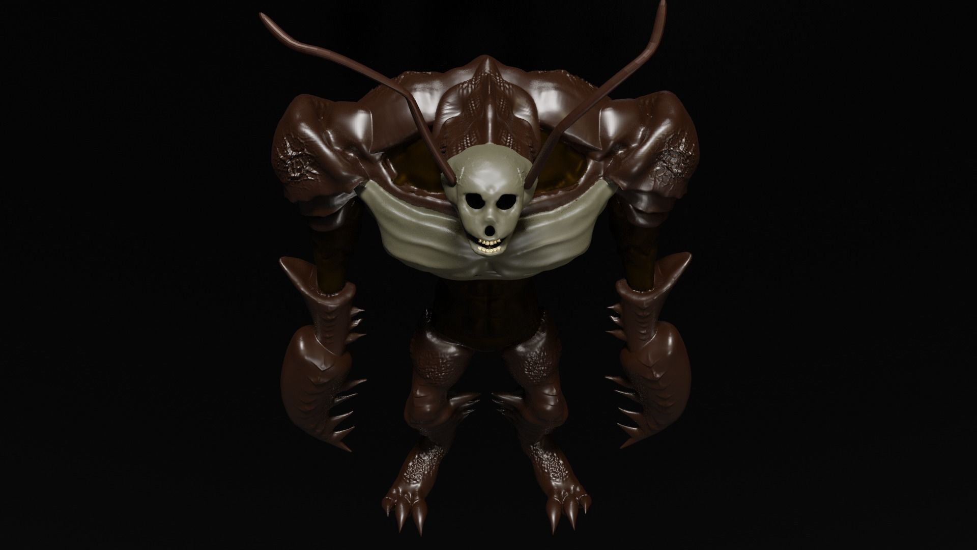 Cockroach Alein Monster High and Low Poly Low-poly 3D model_6