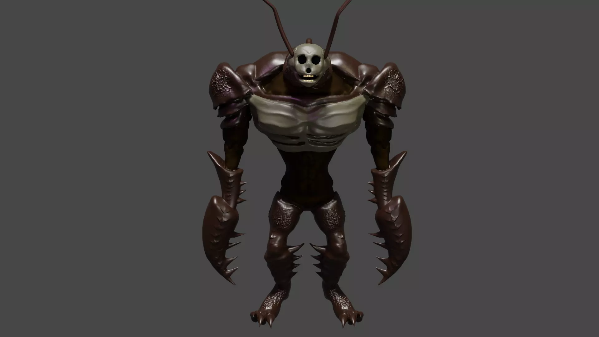 Cockroach Alein Monster High and Low Poly Low-poly 3D model_0
