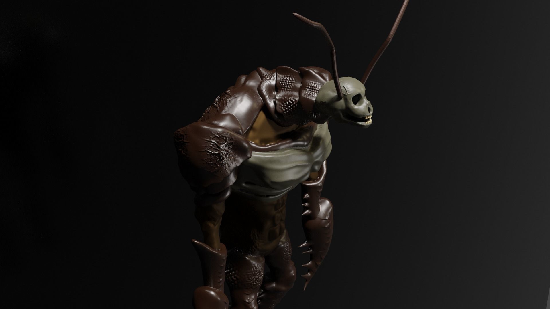 Cockroach Alein Monster High and Low Poly Low-poly 3D model_5
