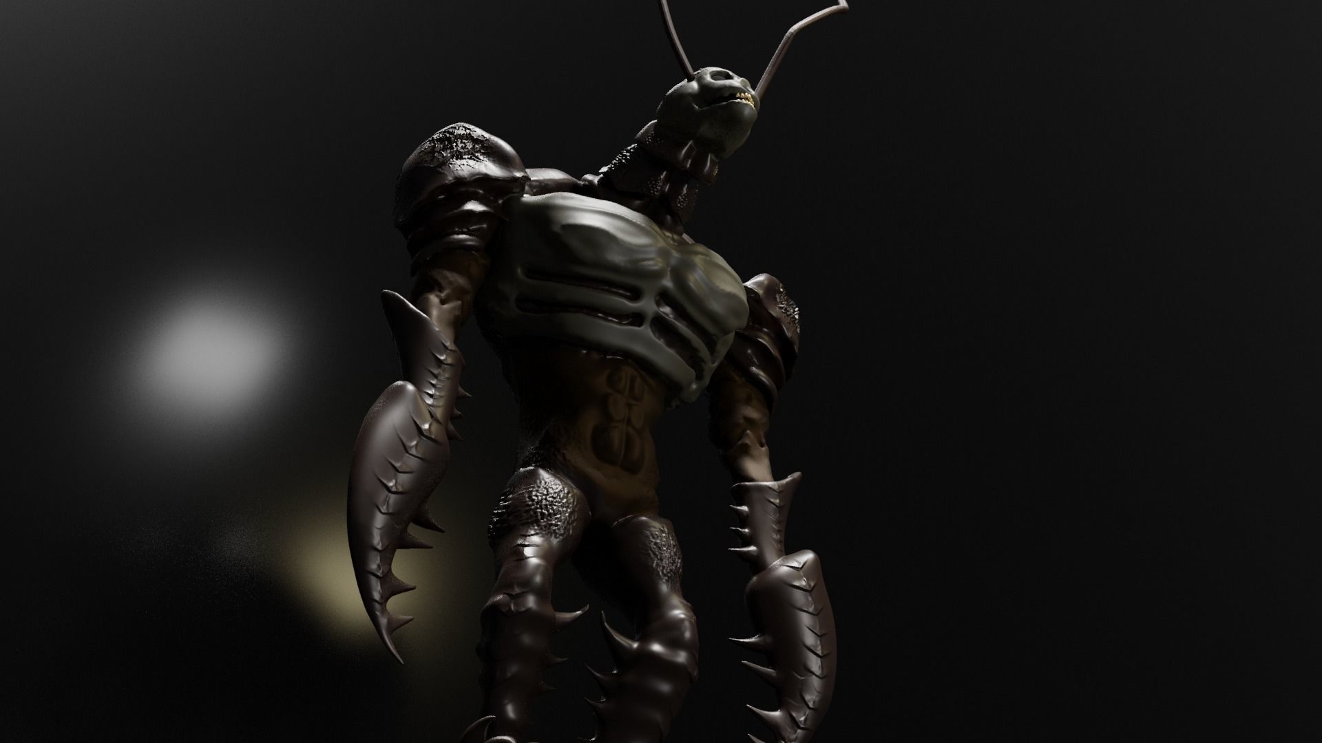 Cockroach Alein Monster High and Low Poly Low-poly 3D model_3