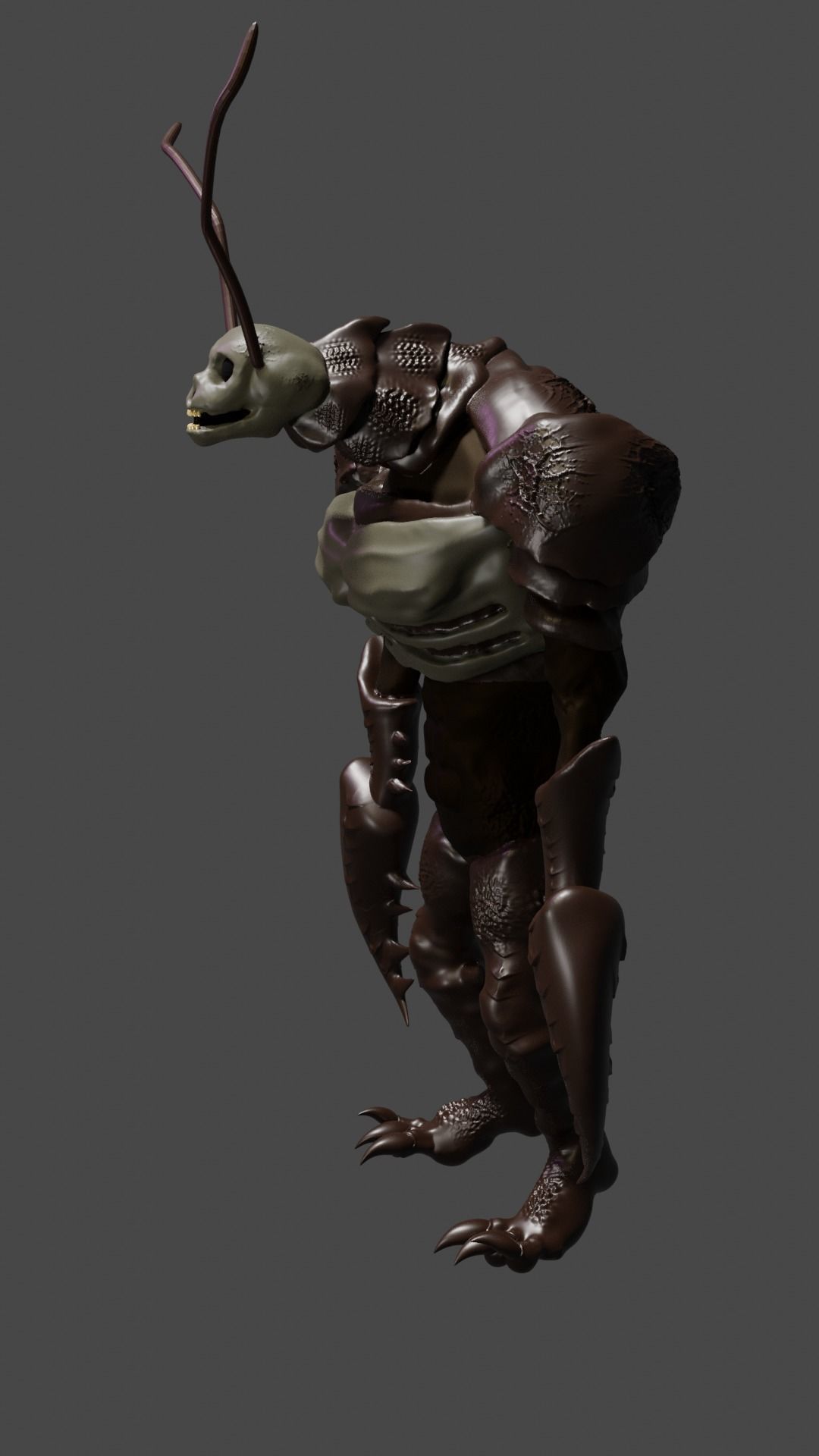 Cockroach Alein Monster High and Low Poly Low-poly 3D model_7