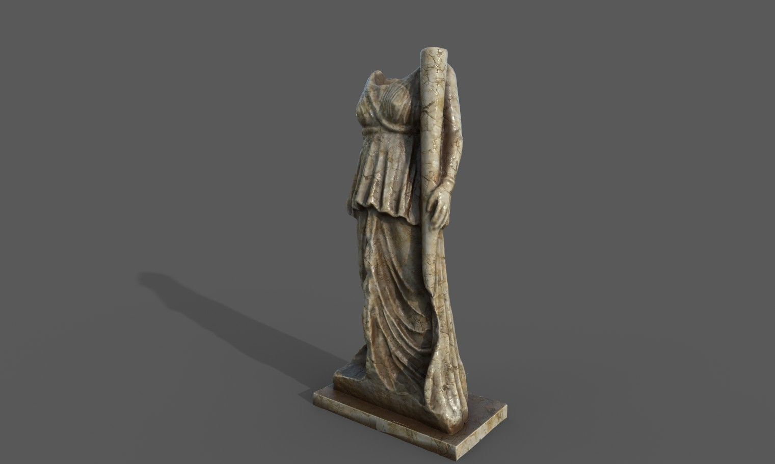 Statue of Female 2 Low-poly 3D model_9
