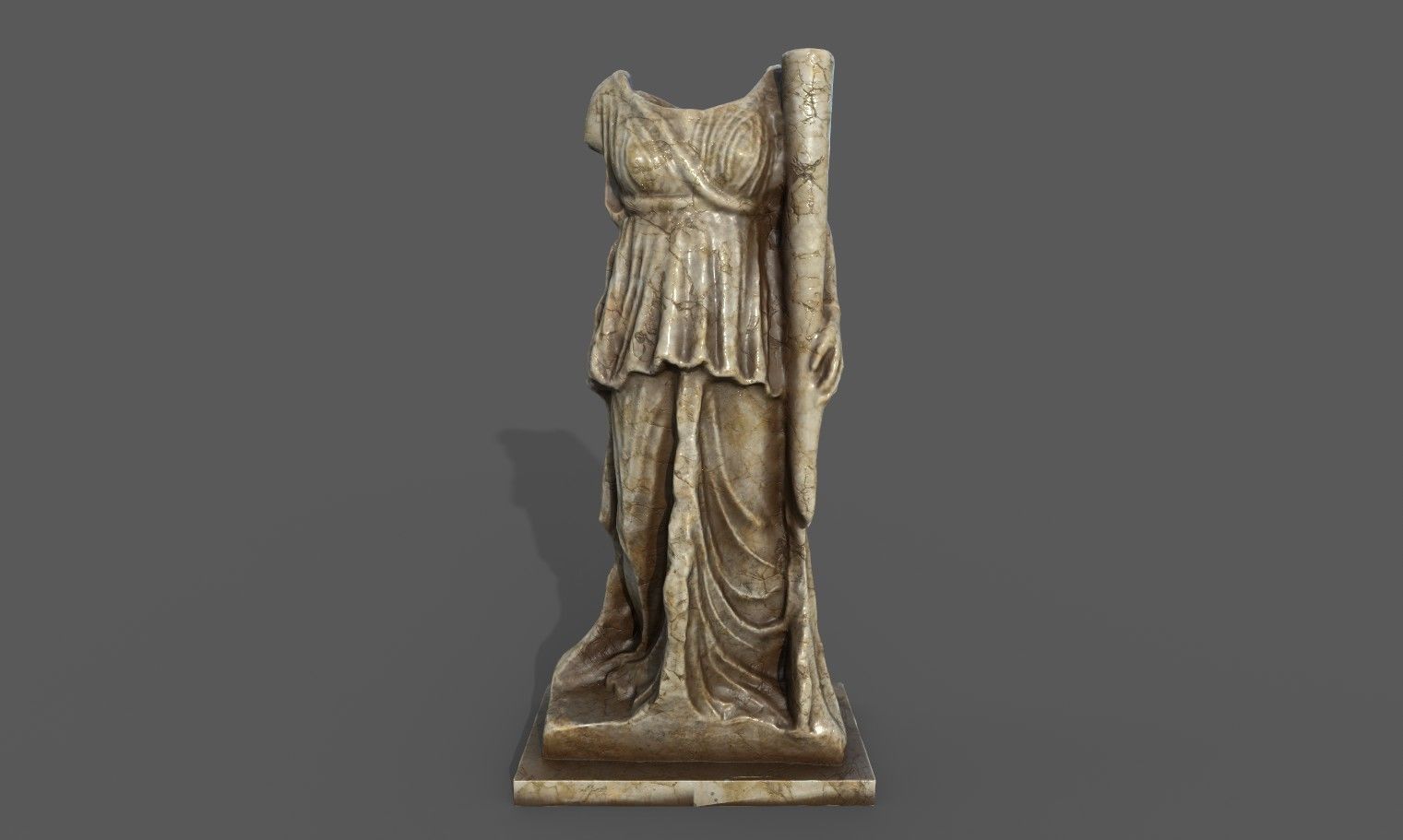 Statue of Female 2 Low-poly 3D model_10