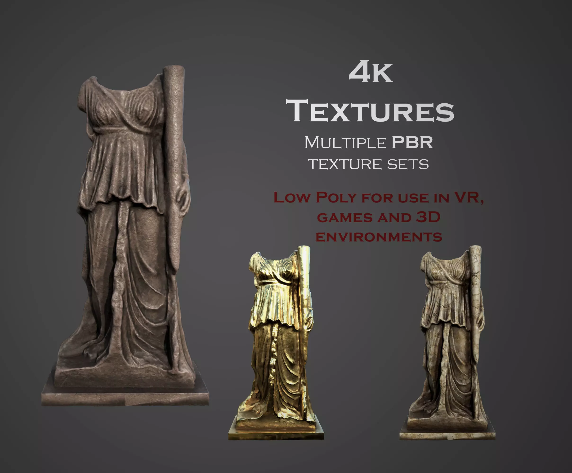 Statue of Female 2 Low-poly 3D model_0
