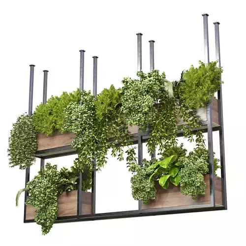 collection Outdoor plants hanging pot wood bax vase 07 3D model
