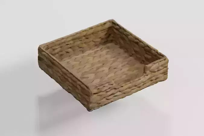 Wicker Rattan Napkin Basket photogrammetry scan PBR 4K textures