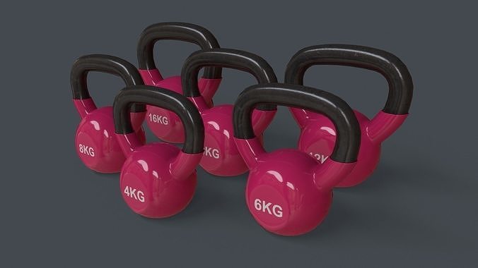 PBR 4-16KG Kettlebell V1 - Pink Low-poly 3D model