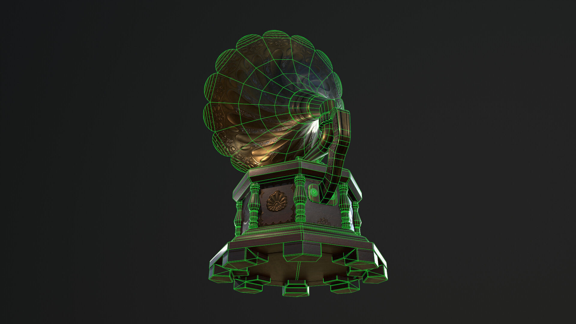 Gramophone Low-poly 3D model_7