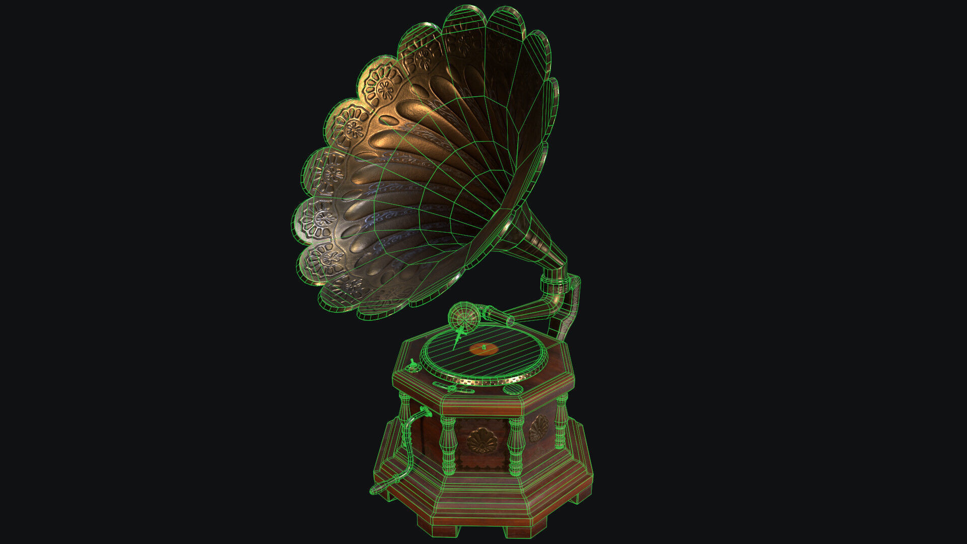 Gramophone Low-poly 3D model_6