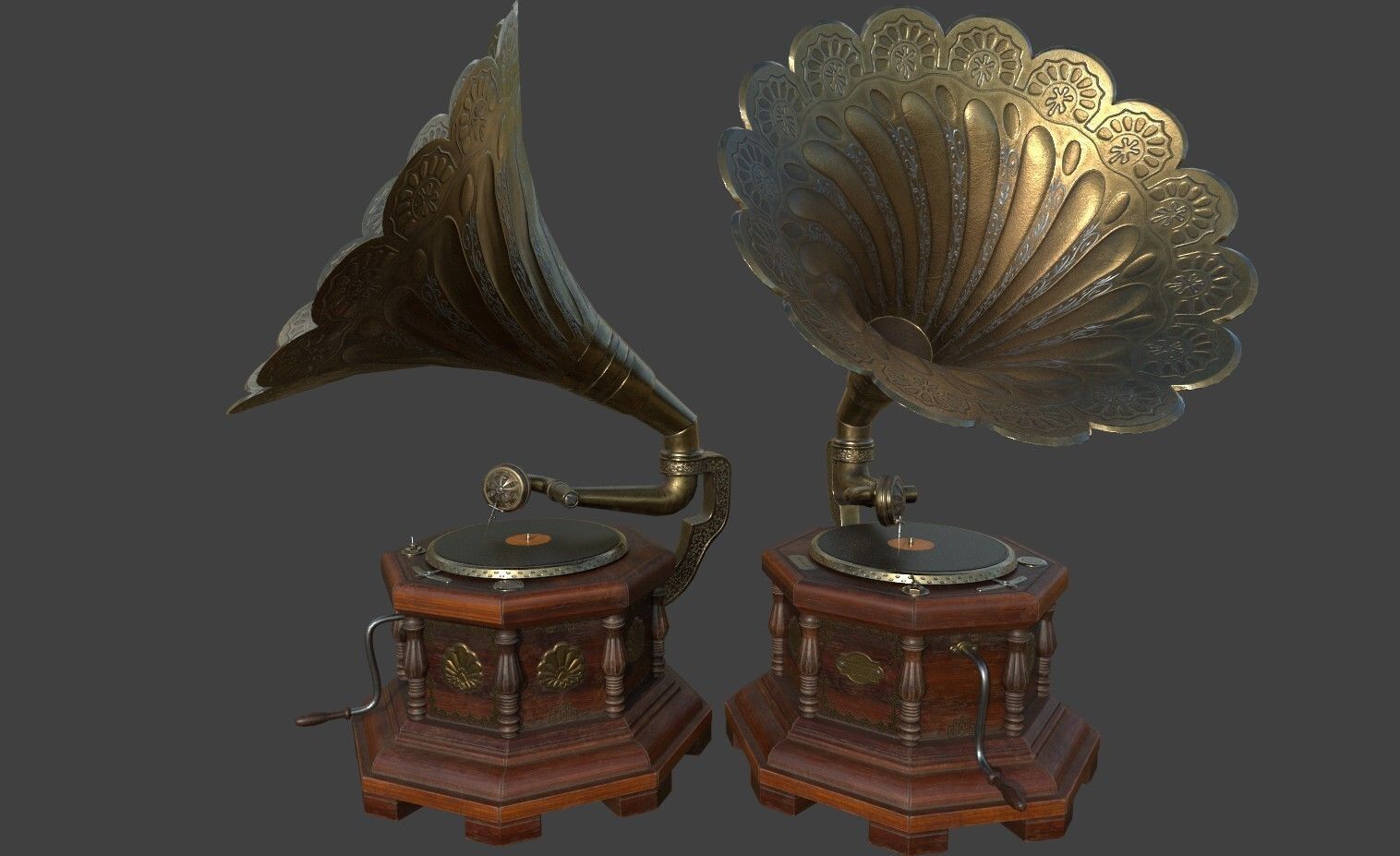 Gramophone Low-poly 3D model_1